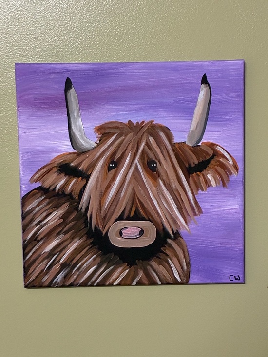 Hand Crafted Other - Highland Cow Acrylic Painting